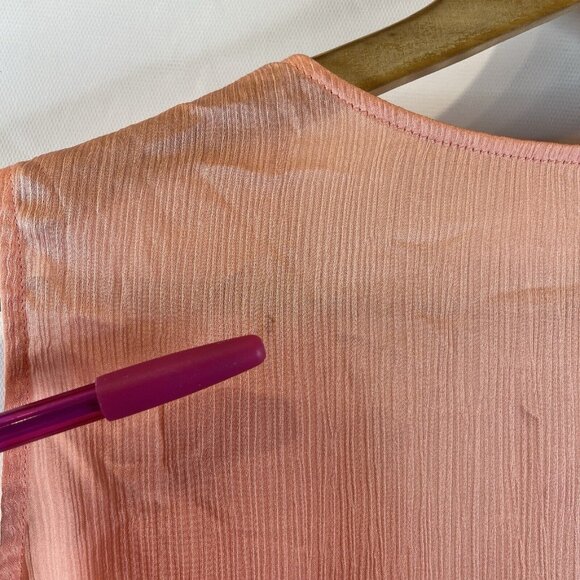 Melissa McCarthy Seven7 Blouse Top Size 1X Sleeveless V-Neck Satin Pink/ Peach - Picture 7 of 10